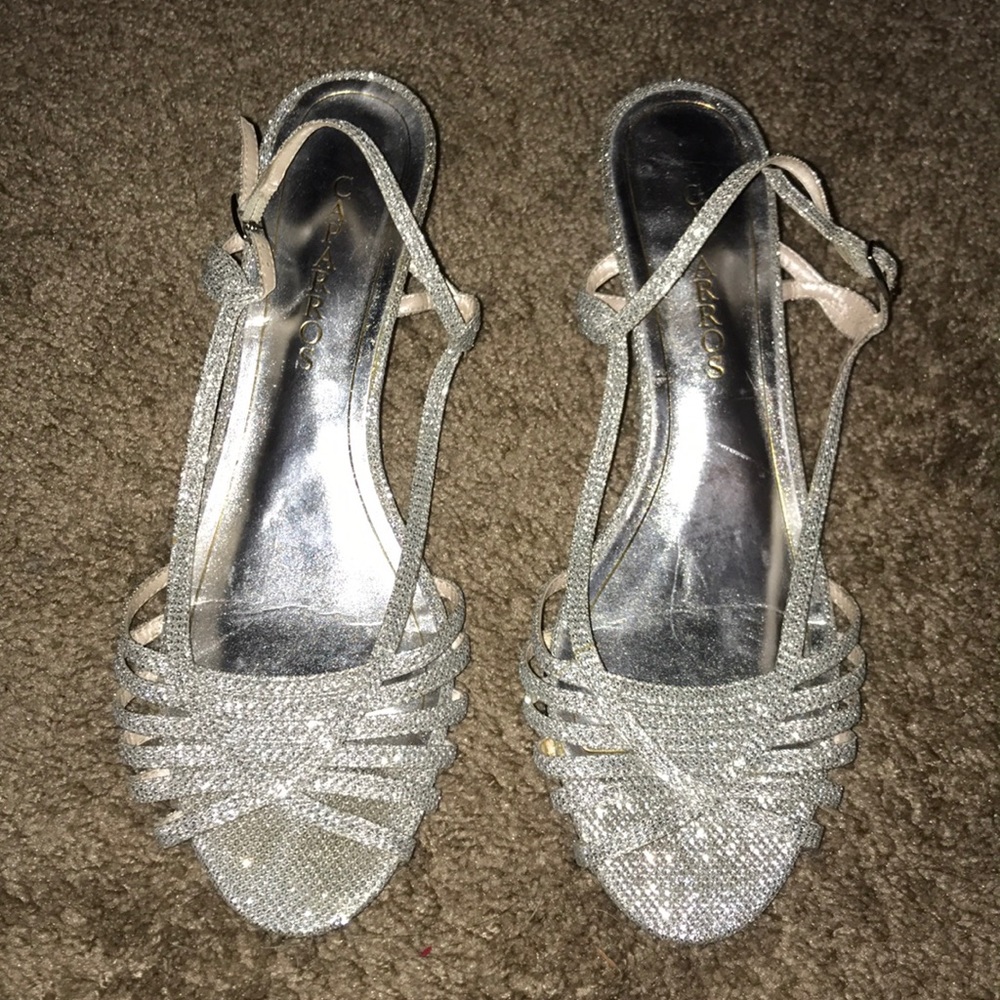 Silver Sparkly Wedges
